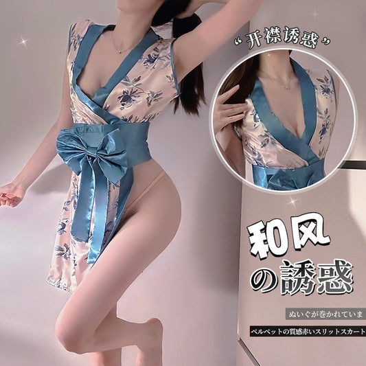 BT8334-性感內衣情趣内衣和服蝴蝶复古旗袍性感蕾丝古典纯欲制服套装女睡衣睡裙