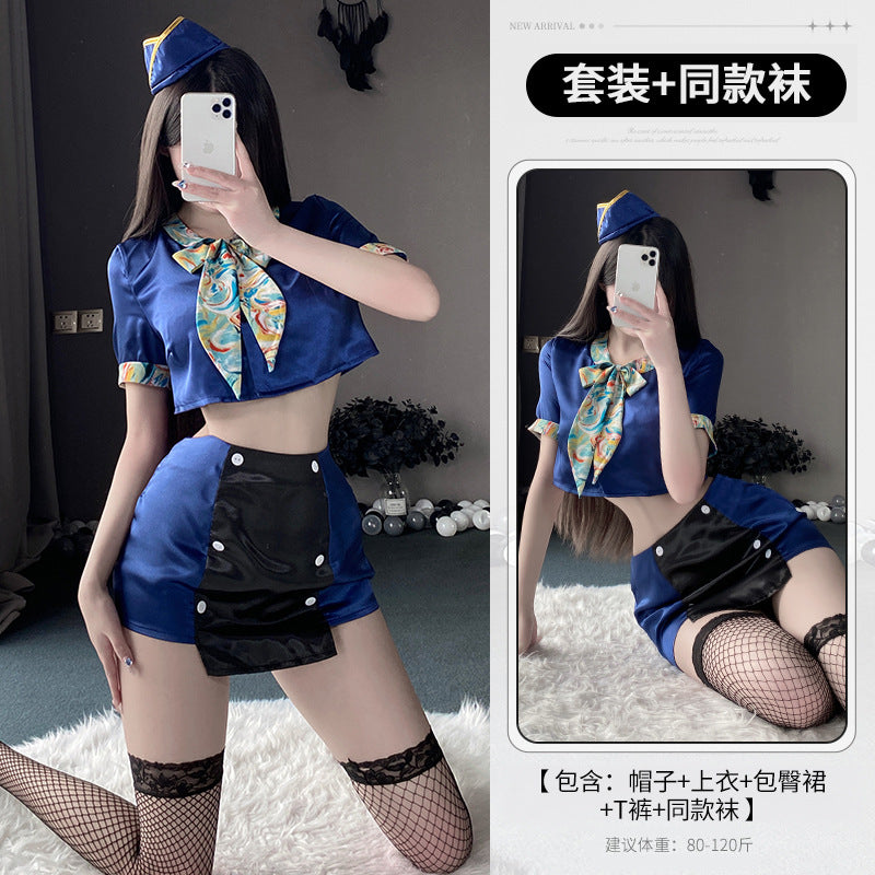 BT2764-性感內衣情趣內衣女制服角色扮演套裝純欲空姐包臀短裙激情性感火辣女睡衣女睡裙