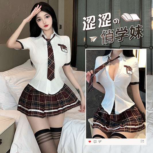 BT8302-性感內衣情趣內衣學院風性感jk學生制服角色扮演套裝純欲百褶裙制服