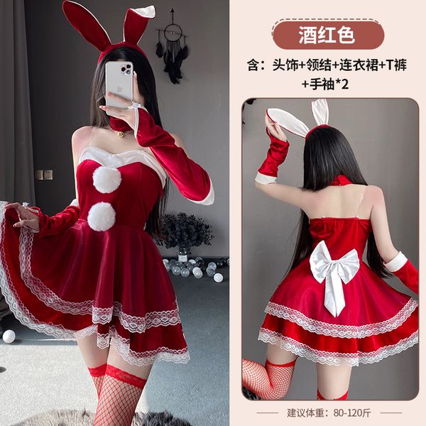 BT1051-情趣內衣女絲絨抹胸連衣裙兔女郎COSPLAY制服性感吊帶睡裙